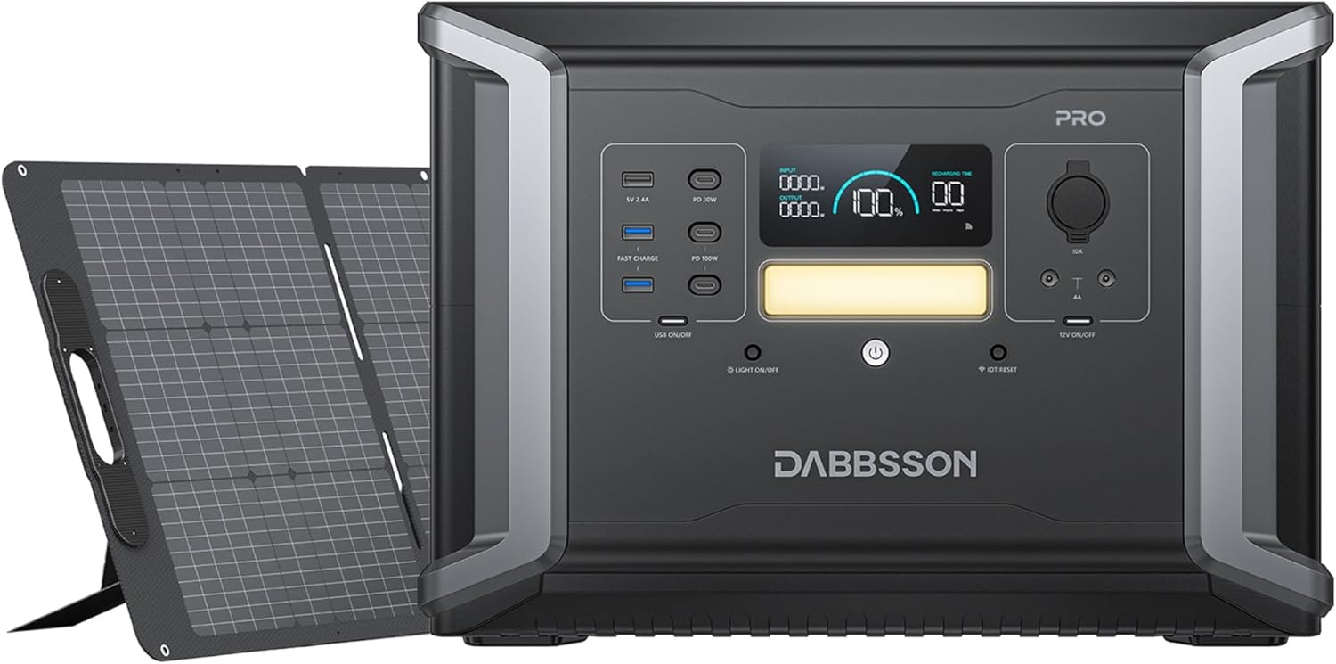 Solar Generator DBS2100 Pro – 2150Wh, 2400W Power Station with 3x210W Solar Panels, Expandable to 4600W & 12.9kWh, AC & Solar Charging, 100W USB-C, 15ms EPS (2024 Model)