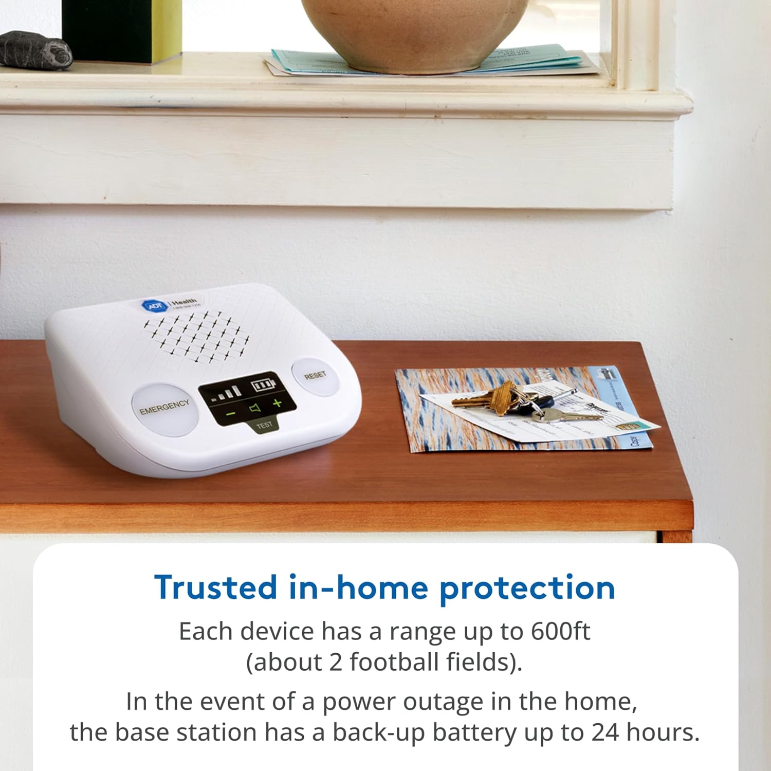 Medical Alert Plus – In-Home Medical Alert System for Seniors with 4G Cellular, 600ft Range, Temperature Monitoring & 24/7 U.S. Based Emergency Support (Black Wristband)