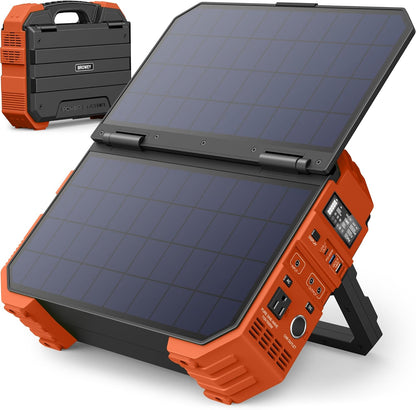1000W Portable Power Station with Built-in Solar Panel – 614Wh LiFePO4 Battery Pack, AC/DC/USB/PD Outputs for Camping, RV Travel, Emergency Preparedness