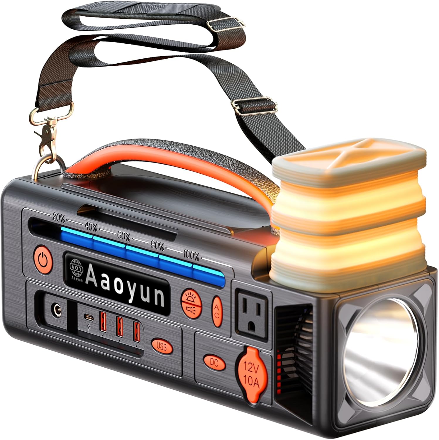 Portable Power Station 300W – 296Wh Solar Generator with 100W USB-C In/Output, Night Light, LED Flashlight, Compact Battery for Camping, CPAP, Home Backup & Emergency