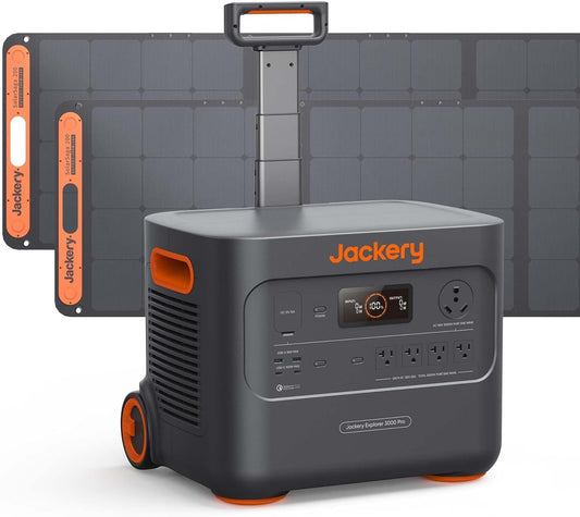 Solar Generator 3000 PRO 400W – 3024Wh Power Station with 2x200W Solar Panels, Fast Charging in 2.4 Hours, Intelligent BMS, 2xPD 100W Ports for RV, Outdoor Camping & Power Outages (Black, Orange)