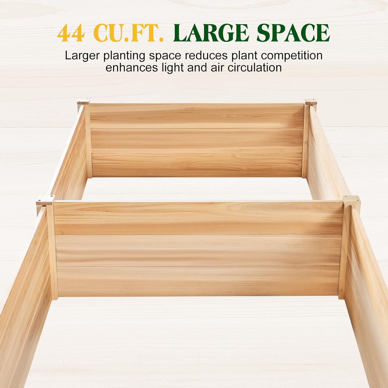 8x4 Ft Wood Raised Garden Bed – Durable 15-Inch Depth Planter Box for Vegetables, Herbs, and Flowers – Ideal for Outdoor Gardening with Open Base