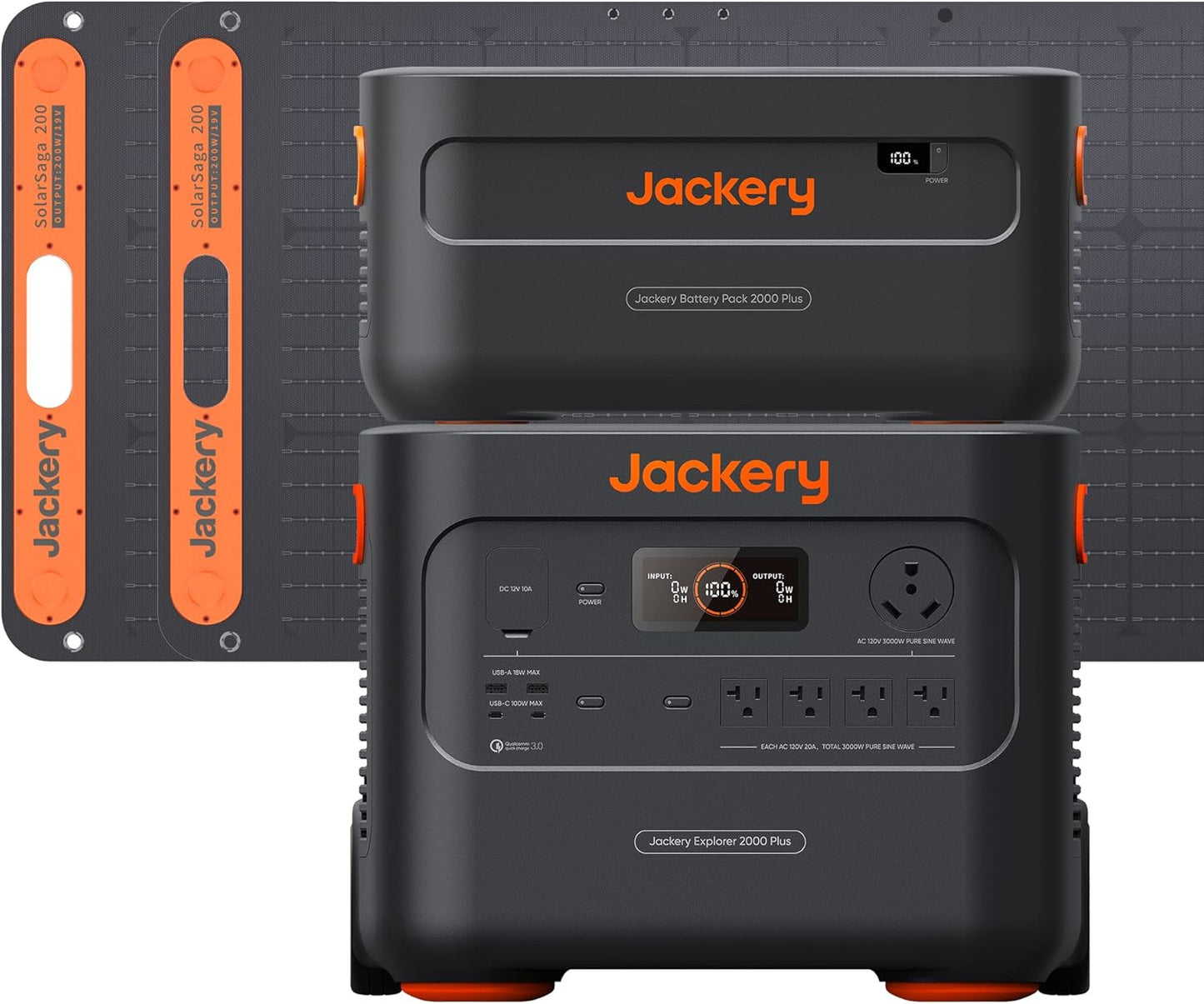 Solar Generator 2000 Plus 400W – 2042Wh LiFePO4 Battery, 3000W Output, Portable Power Station with 2X200W Solar Panels for RV Camping & Home Emergency