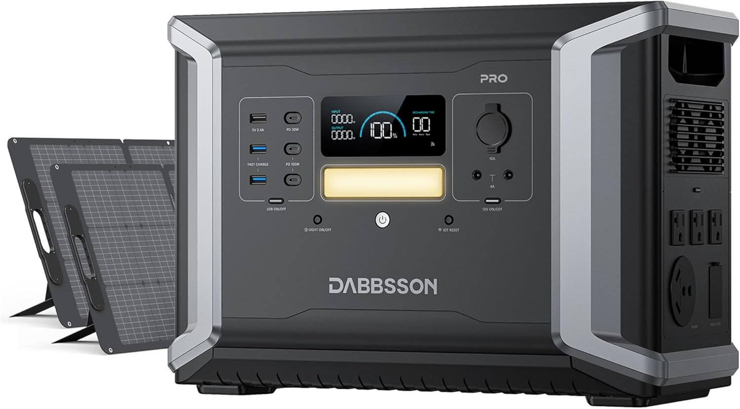 Solar Generator DBS2100 Pro – 2150Wh, 2400W Power Station with 3x210W Solar Panels, Expandable to 4600W & 12.9kWh, AC & Solar Charging, 100W USB-C, 15ms EPS (2024 Model)