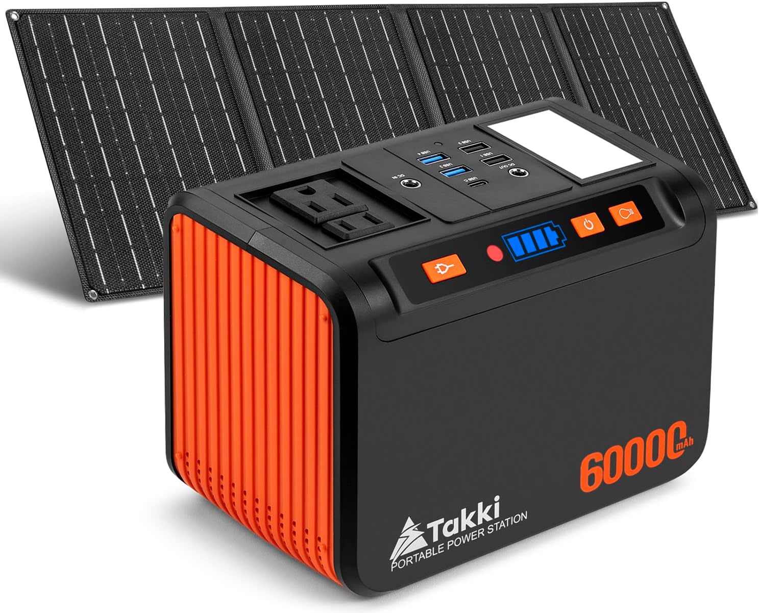 120W Peak Solar Generator Portable Power Station with 21W Panels, 88Wh Solar Charger Power Bank, AC DC USB Ports for Camping, Tent, Laptop, Outdoor, and Emergency Use