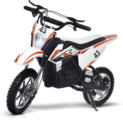  Kids Electric Dirt Bike 36V 650W – SRK-MC20 Pro  | Off-Road Motocross Motorcycle w/ 17MPH Speed  | Twist Throttle, Dual Suspension, Leather Seat & Brakes 