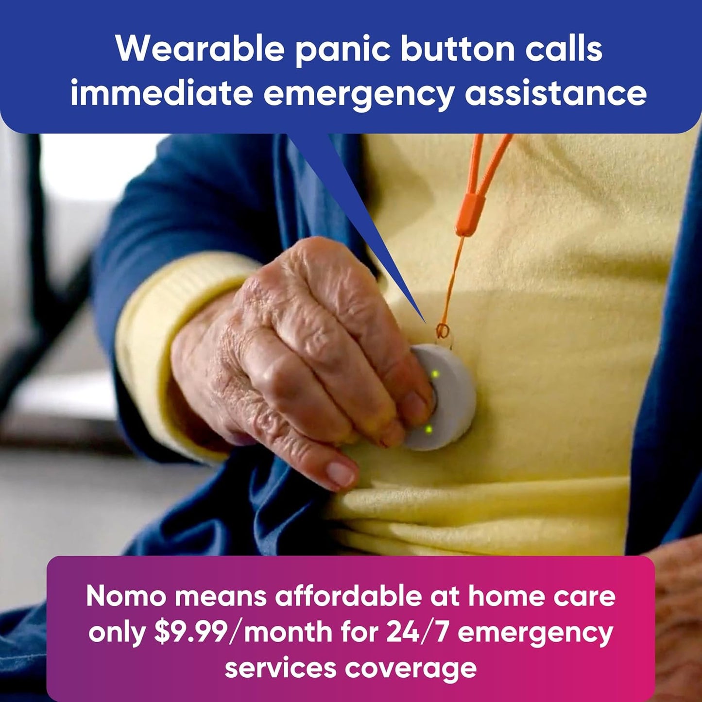 Remote Home Medical Alert System – Custom Alerts with App Activity Log, Fall Detection, 24/7 Emergency Contact for Seniors, WiFi Connected, Elderly Health Device with Call Button