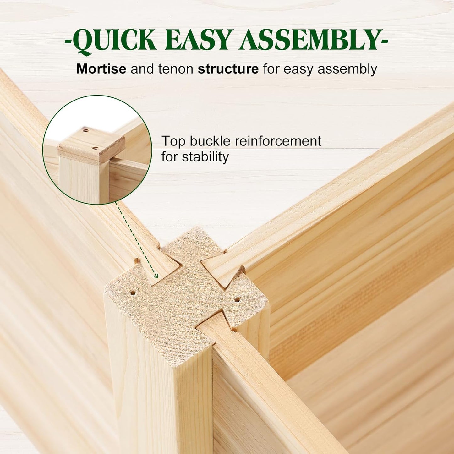 8x4 Ft Wood Raised Garden Bed – Durable 15-Inch Depth Planter Box for Vegetables, Herbs, and Flowers – Ideal for Outdoor Gardening with Open Base