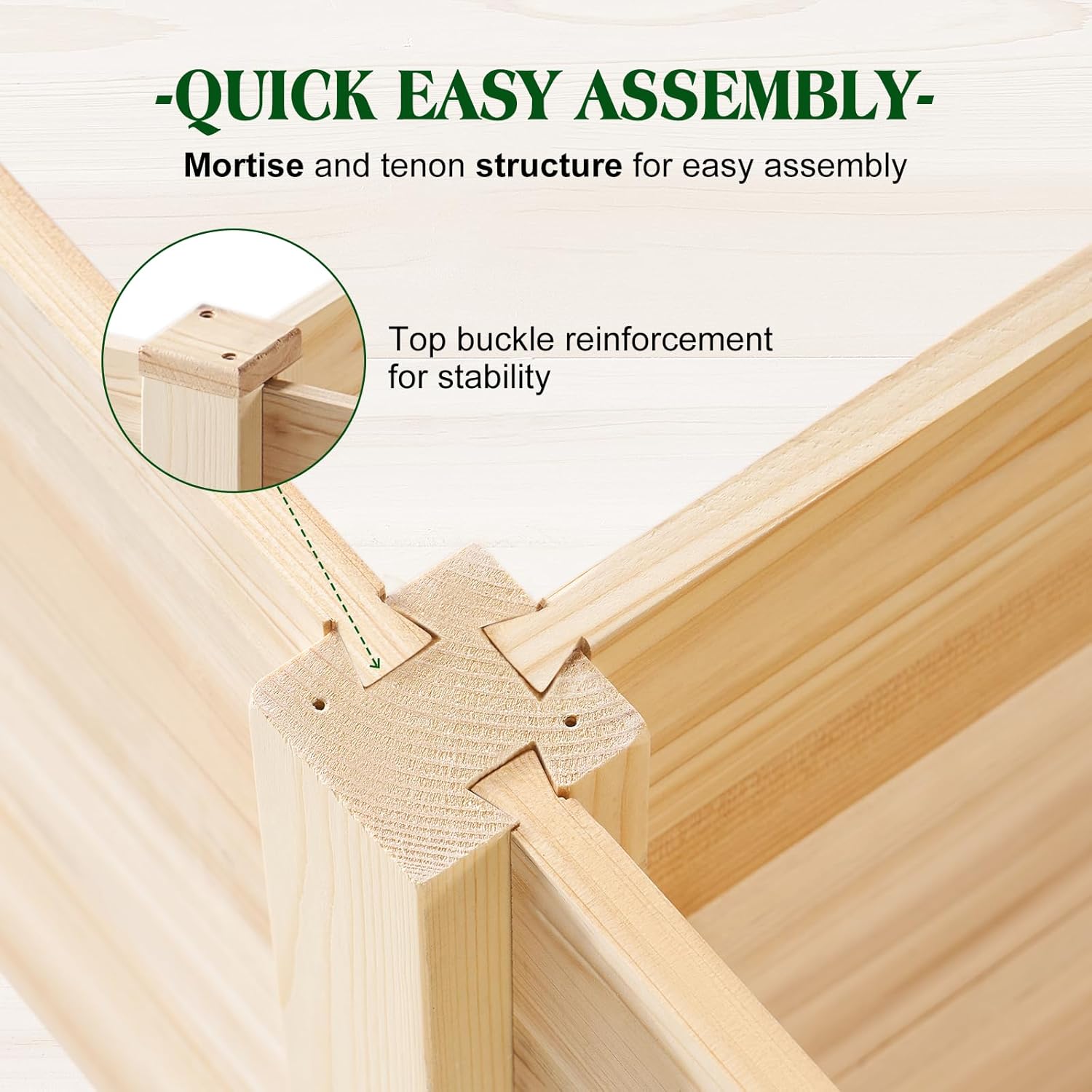8x4 Ft Wood Raised Garden Bed – Durable 15-Inch Depth Planter Box for Vegetables, Herbs, and Flowers – Ideal for Outdoor Gardening with Open Base