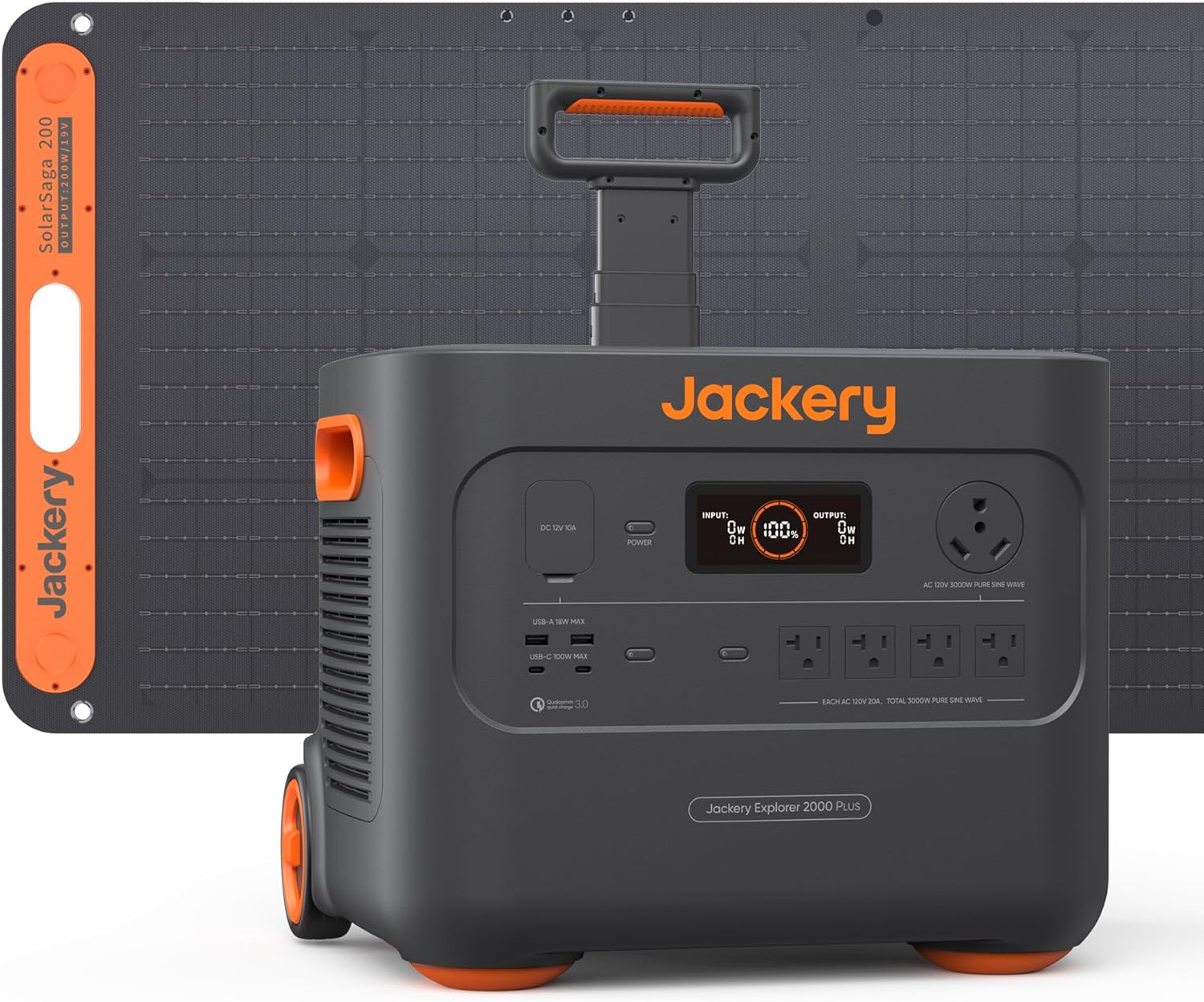 Solar Generator 2000 Plus 400W – 2042Wh LiFePO4 Battery, 3000W Output, Portable Power Station with 2X200W Solar Panels for RV Camping & Home Emergency