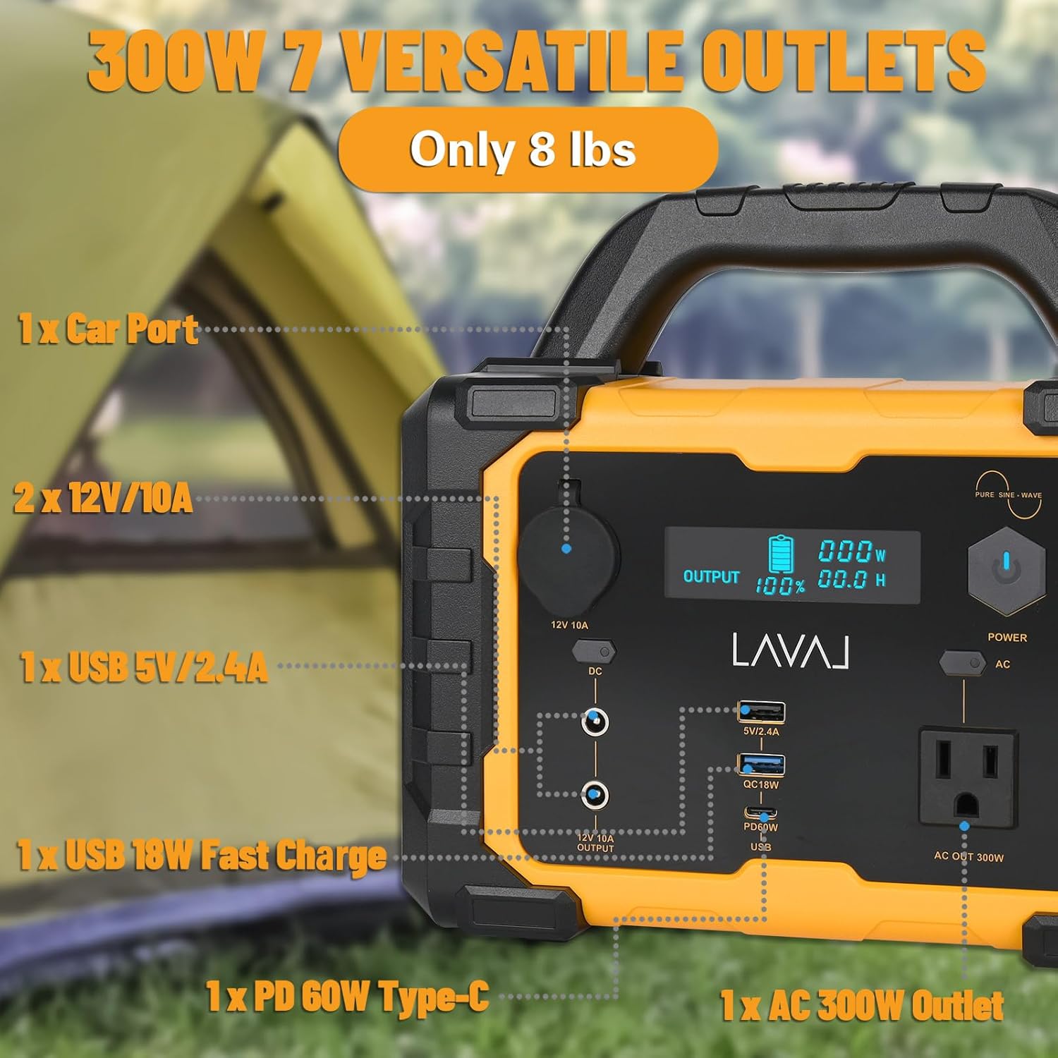 Solar Generator 300W Portable Power Station with 100W Foldable Solar Panel, 294Wh Lithium Battery, 120V/300W AC Outlet, Quiet Generator for Home, RV, Outdoor, Camping, and Emergency Use