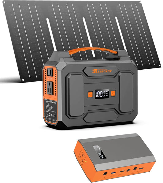 Portable Solar Generator 100W,Portable Power Bank 65W with AC Outlet 40W Solar Panel for Home Use RV Outdoor Camping Adventure