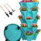 Vertical Planter 7 Tier Stackable Planters Garden Planters Strawberry Herb Flower and Vegetable Planter Indoor Outdoor Gardening Pots with Removable Wheels and Tools