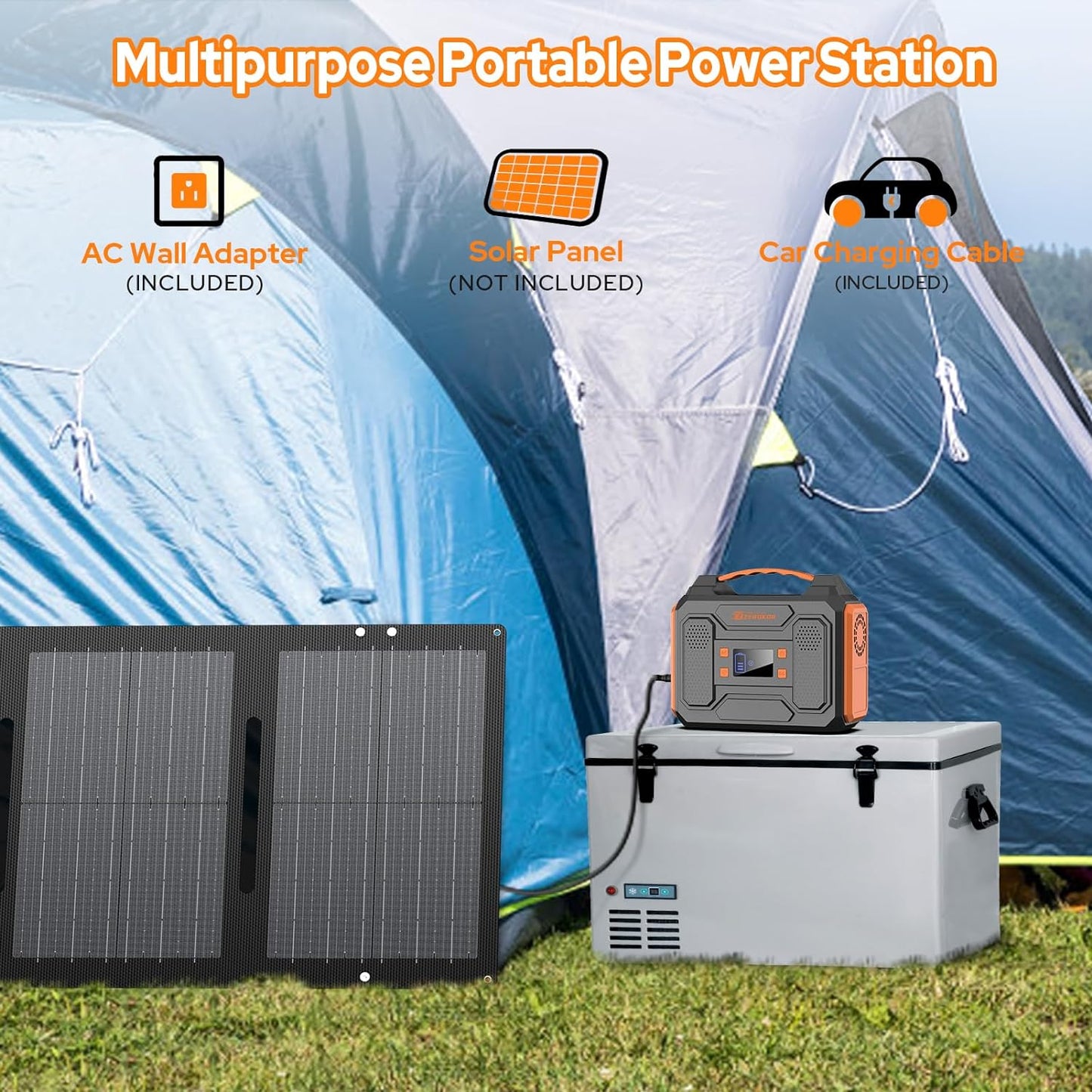 Solar Generator with Panel, 300W Portable Power Station with Solar Panel 40W, 110V Pure Sine Wave AC Outlet Electric Generator for Home Use Outdoor RV Camping