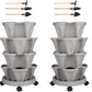 Vertical Planter 7 Tier Stackable Planters Garden Planters Strawberry Herb Flower and Vegetable Planter Indoor Outdoor Gardening Pots with Removable Wheels and Tools