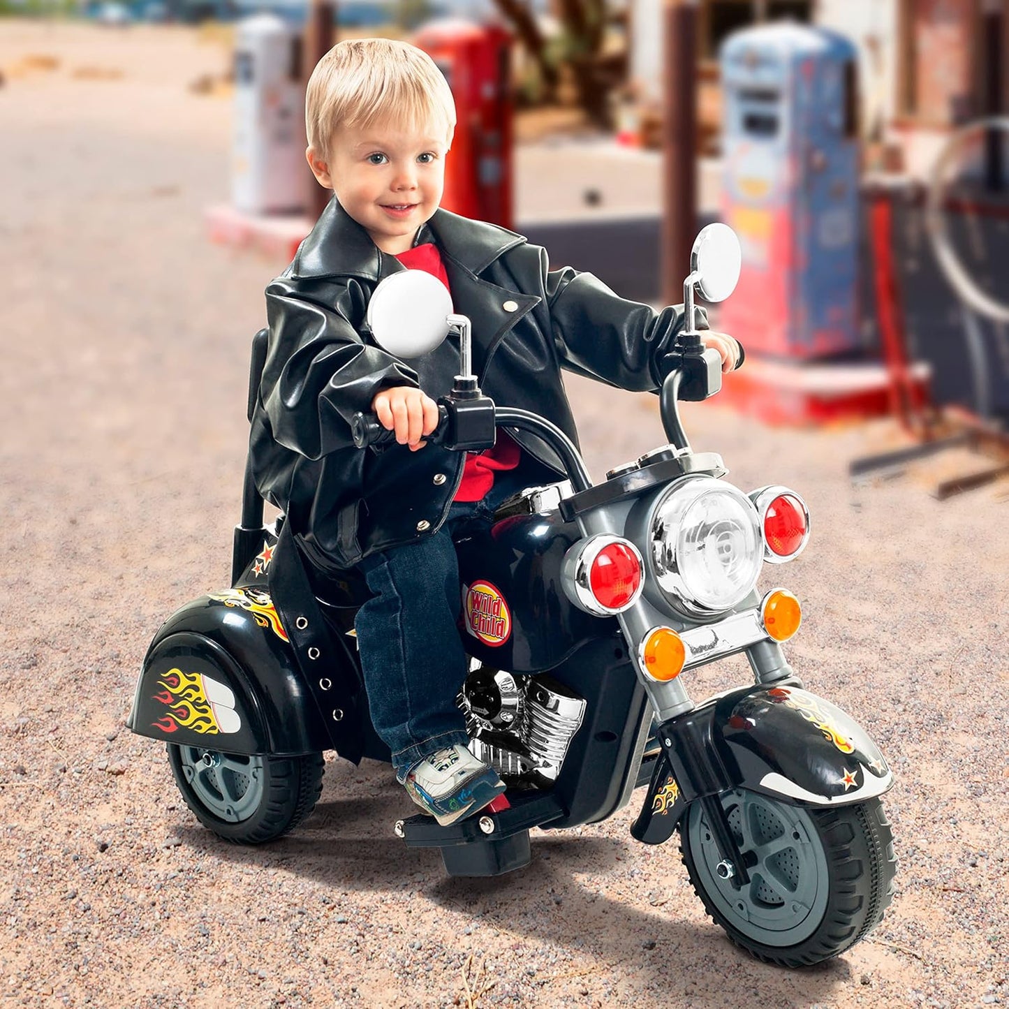 Kids Motorcycle Ride On Toy – 3-Wheel Chopper with Reverse and Headlights - Battery Powered Motorbike for Kids 3-5 years by Lil’ Rider (Black), 34 x 22 x 25.5 inches (80-1616)