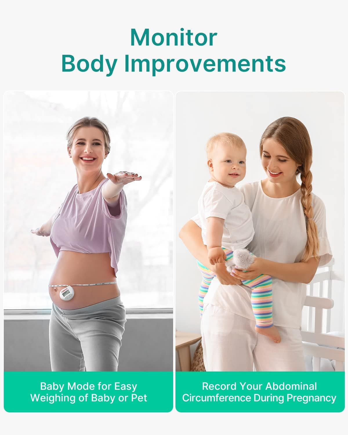 Smart Scale and Tape Measure, Digital Bathroom Scale & Body Tape Measure Sync with APP, Bluetooth Weighing Machine, Body Composition Analyzer, for Health Care
