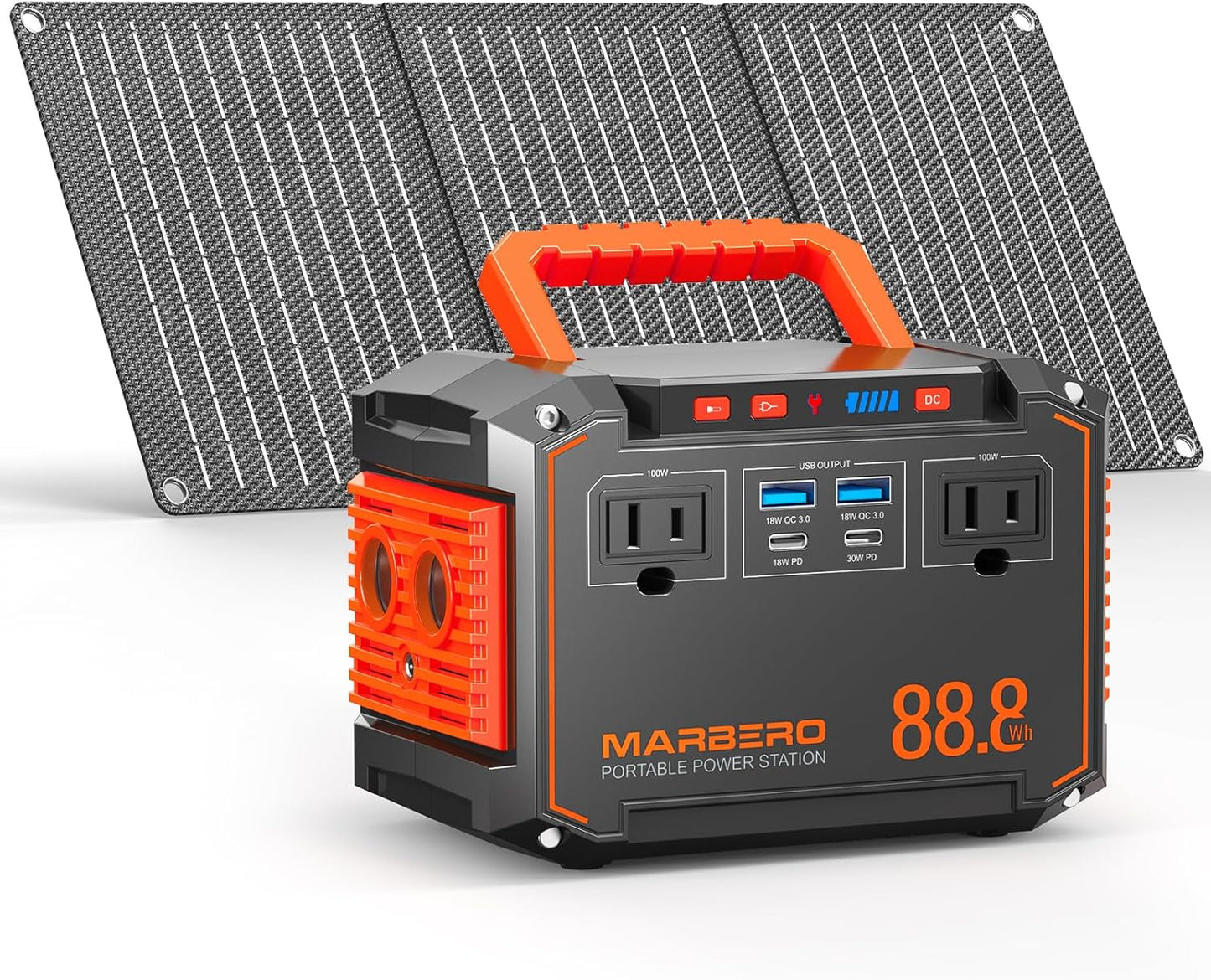 Portable Power Station 88.8Wh Solar Generator 150W Peak Lithium Battery Backup Power Bank with LED Light for Home, Outdoor, Travel, Emergency, RV & Off-Grid Living (Solar Panel Optional)