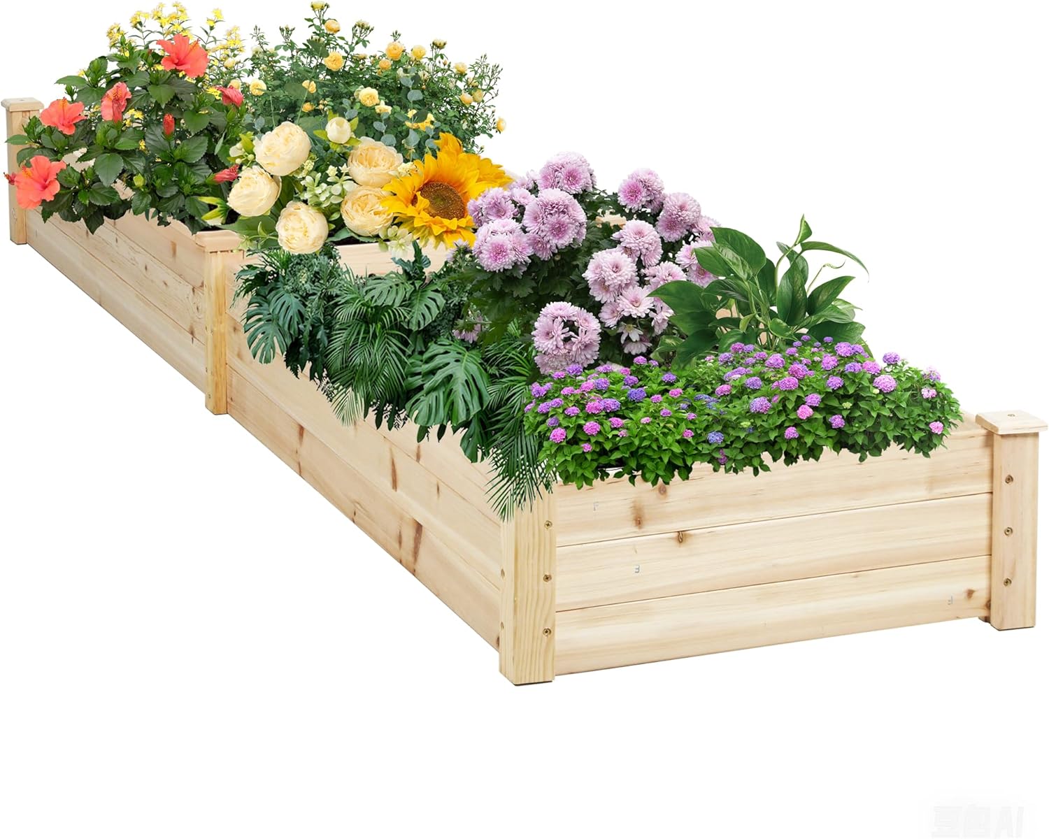 Outdoor 8FT Wooden Raised Garden Bed Planter Box Kit for Vegetables, Fruits, and Herbs – Perfect for Patio or Yard Gardening