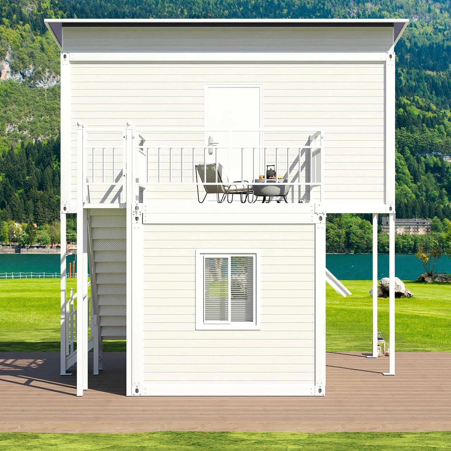 Two Story Tiny House, Flat-Pack House, Two-Story Tiny House, Prefabricated Dwelling with Aesthetic Appeal, Modern Design for Small Spaces, Package Installation