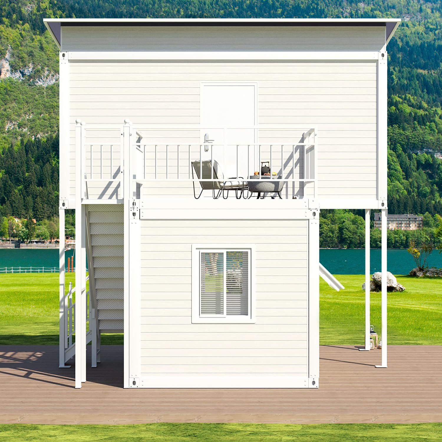 Two Story Tiny House, Flat-Pack House, Two-Story Tiny House, Prefabricated Dwelling with Aesthetic Appeal, Modern Design for Small Spaces, Package Installation
