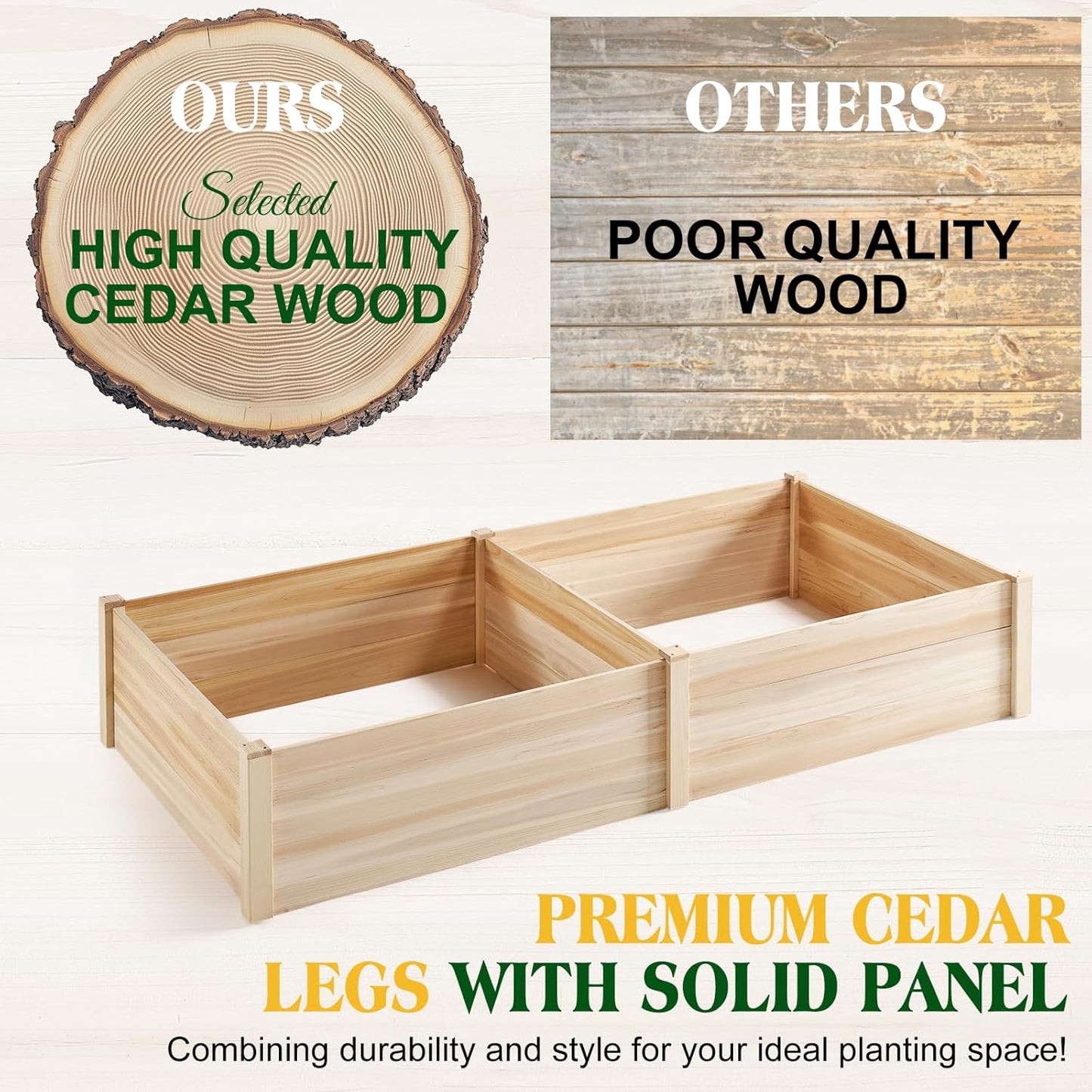 8x4 Ft Wood Raised Garden Bed – Durable 15-Inch Depth Planter Box for Vegetables, Herbs, and Flowers – Ideal for Outdoor Gardening with Open Base