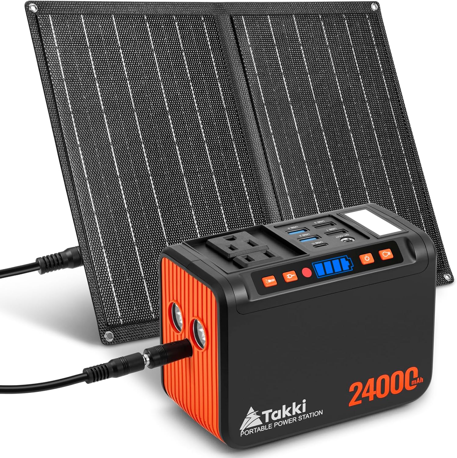 120W Peak Solar Generator Portable Power Station with 21W Panels, 88Wh Solar Charger Power Bank, AC DC USB Ports for Camping, Tent, Laptop, Outdoor, and Emergency Use