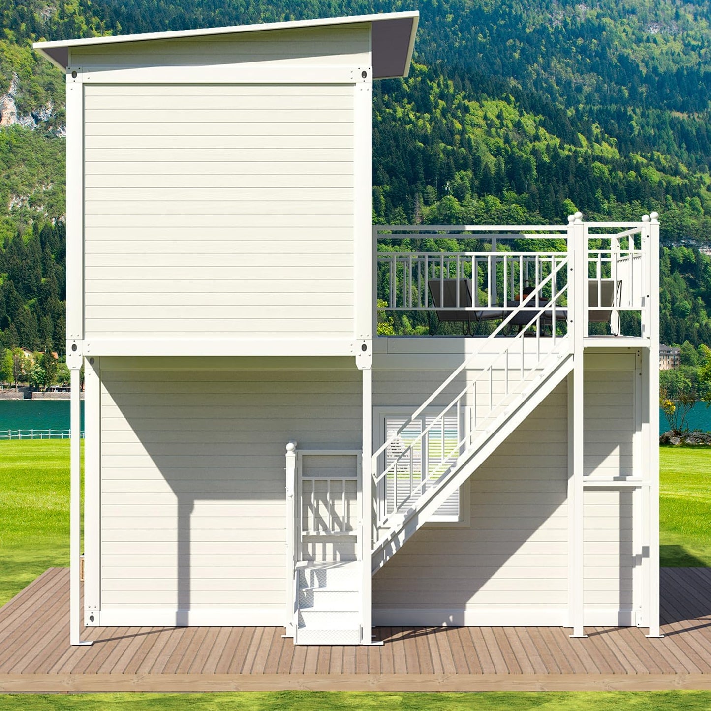 Two Story Tiny House, Flat-Pack House, Two-Story Tiny House, Prefabricated Dwelling with Aesthetic Appeal, Modern Design for Small Spaces, Package Installation