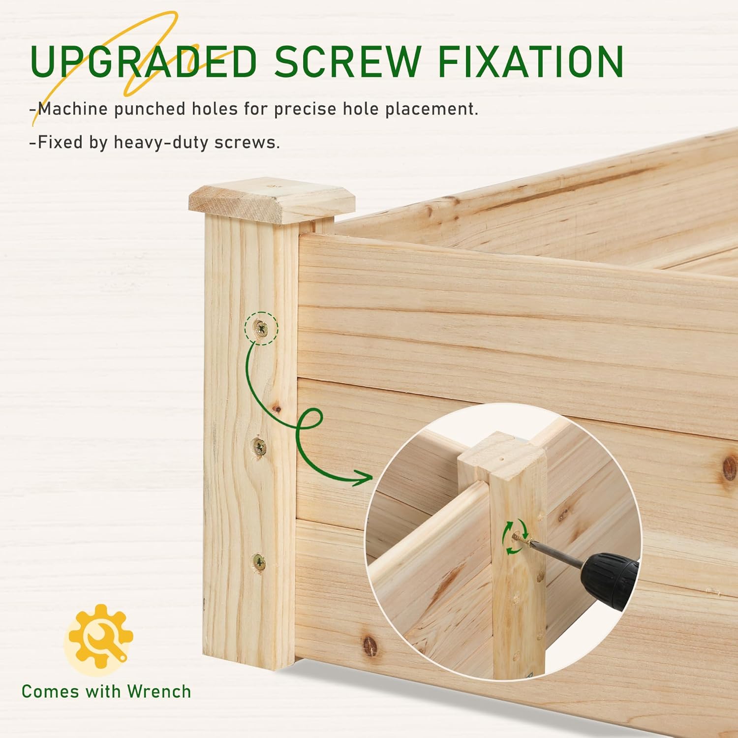 Outdoor 8FT Wooden Raised Garden Bed Planter Box Kit for Vegetables, Fruits, and Herbs – Perfect for Patio or Yard Gardening