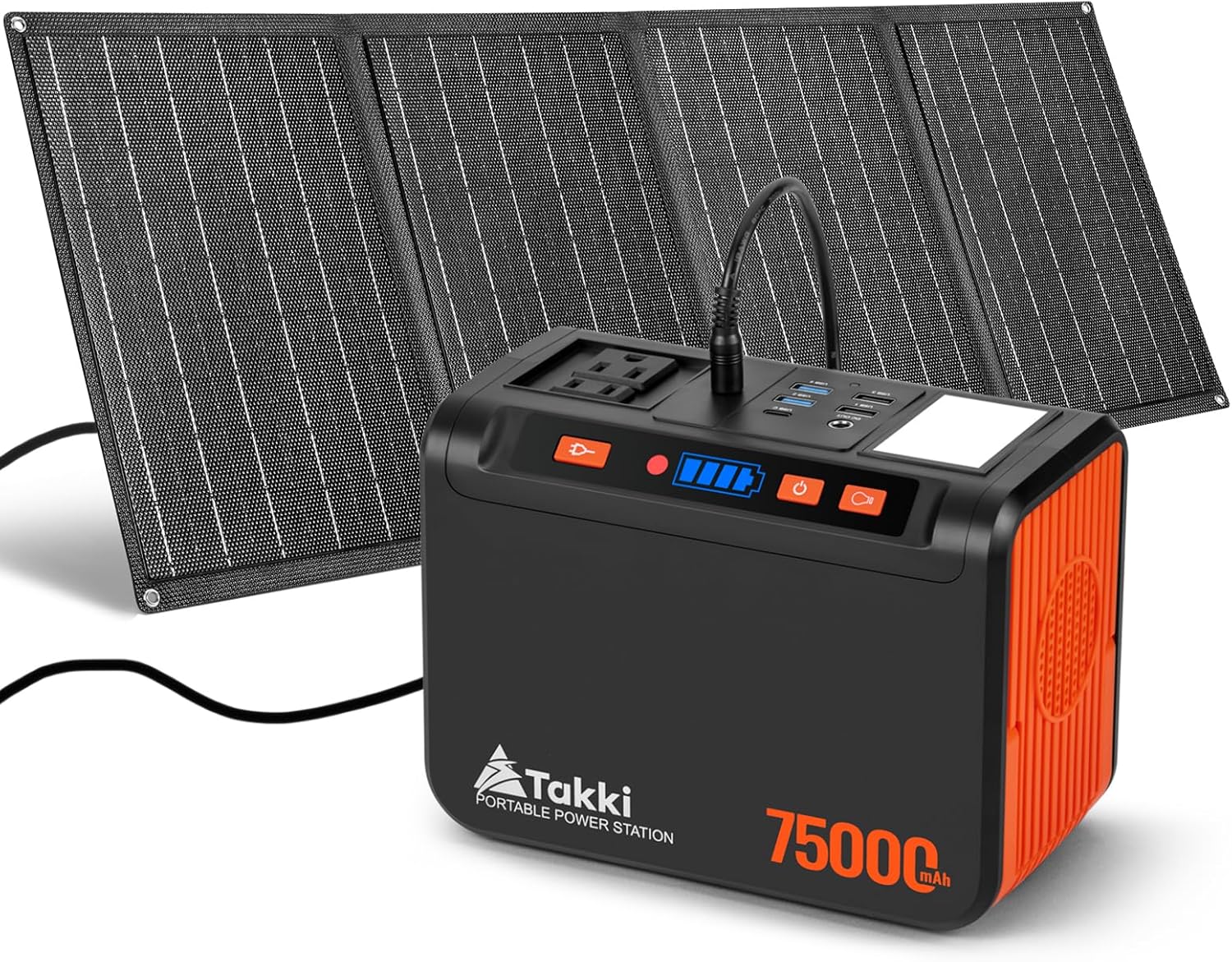 120W Peak Solar Generator Portable Power Station with 21W Panels, 88Wh Solar Charger Power Bank, AC DC USB Ports for Camping, Tent, Laptop, Outdoor, and Emergency Use
