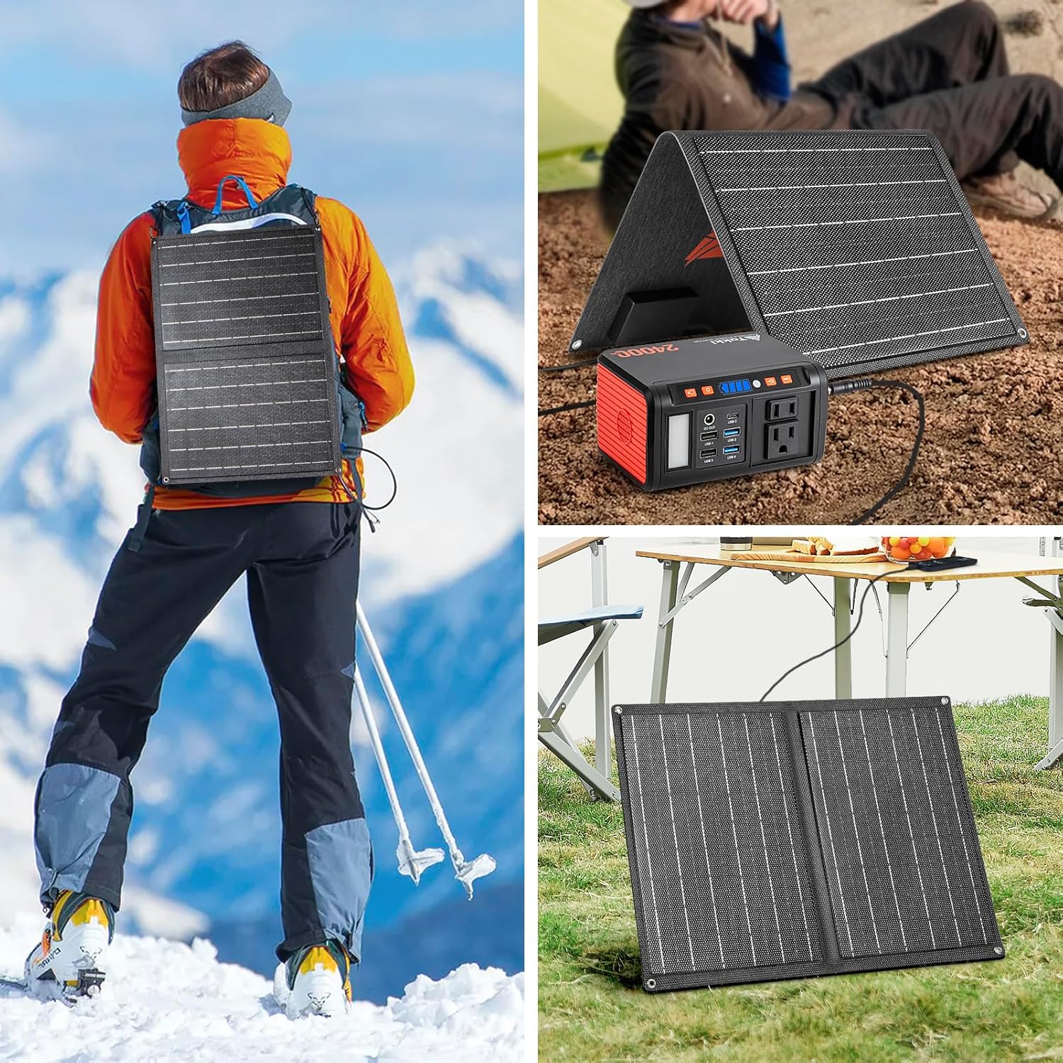 120W Peak Solar Generator Portable Power Station with 21W Panels, 88Wh Solar Charger Power Bank, AC DC USB Ports for Camping, Tent, Laptop, Outdoor, and Emergency Use