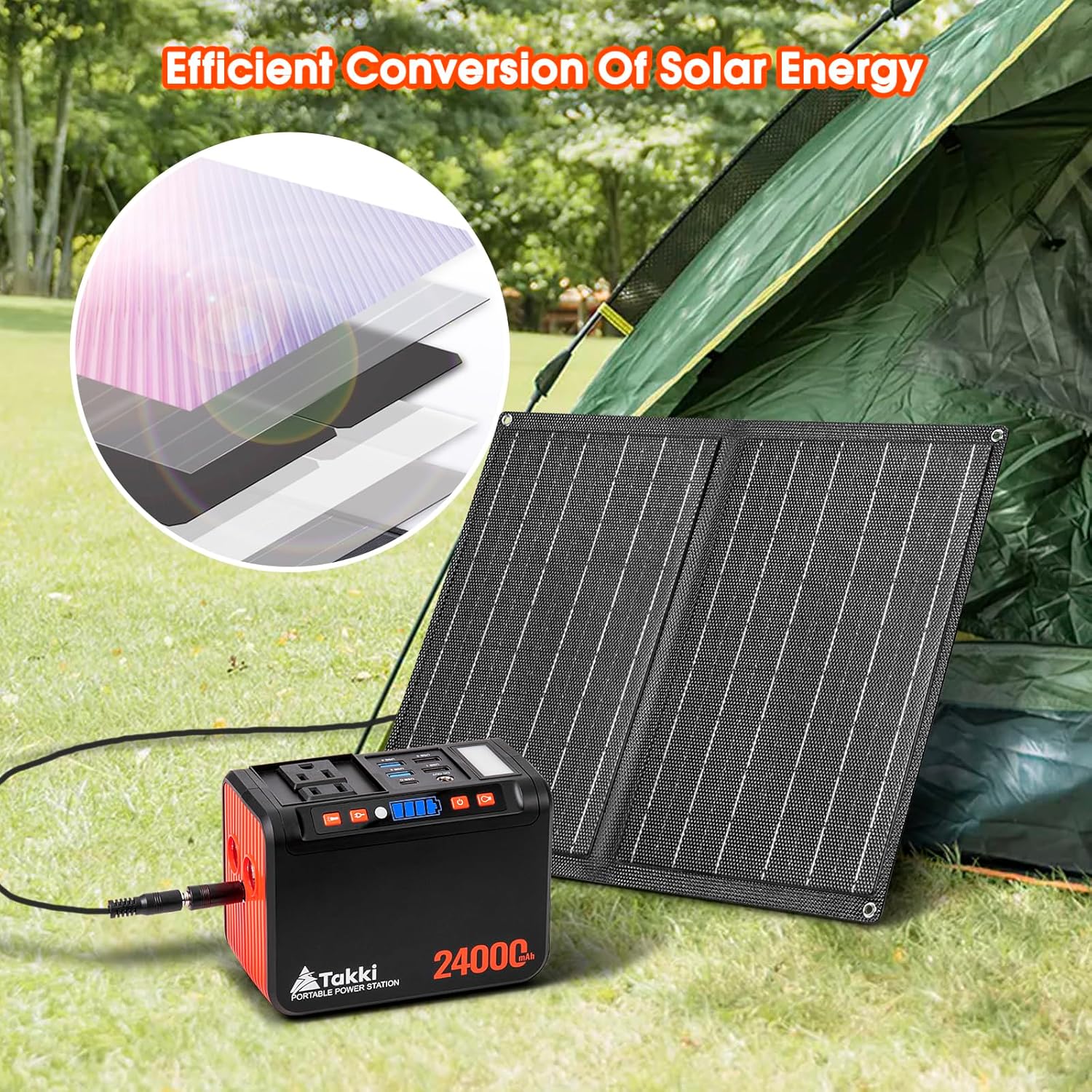 120W Peak Solar Generator Portable Power Station with 21W Panels, 88Wh Solar Charger Power Bank, AC DC USB Ports for Camping, Tent, Laptop, Outdoor, and Emergency Use
