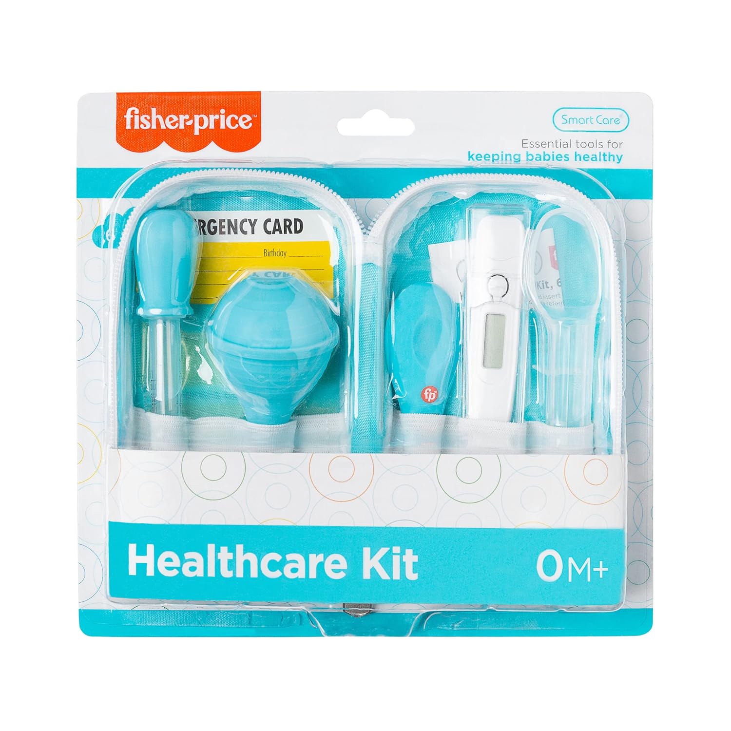 Fisher-Price 6-Piece Baby Healthcare Kit – Newborn Essentials Baby Gift Set with Medicine Dispensers, Aspirator, Nail Clippers, Thermometer & More