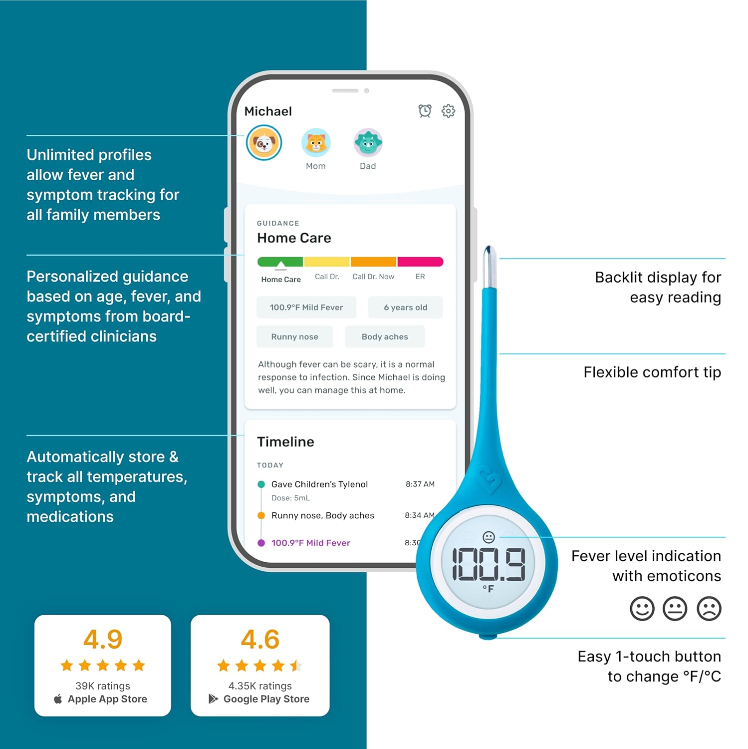 QuickCare Smart Digital Thermometer – FDA Cleared Medical Thermometer for Fast & Accurate Readings
