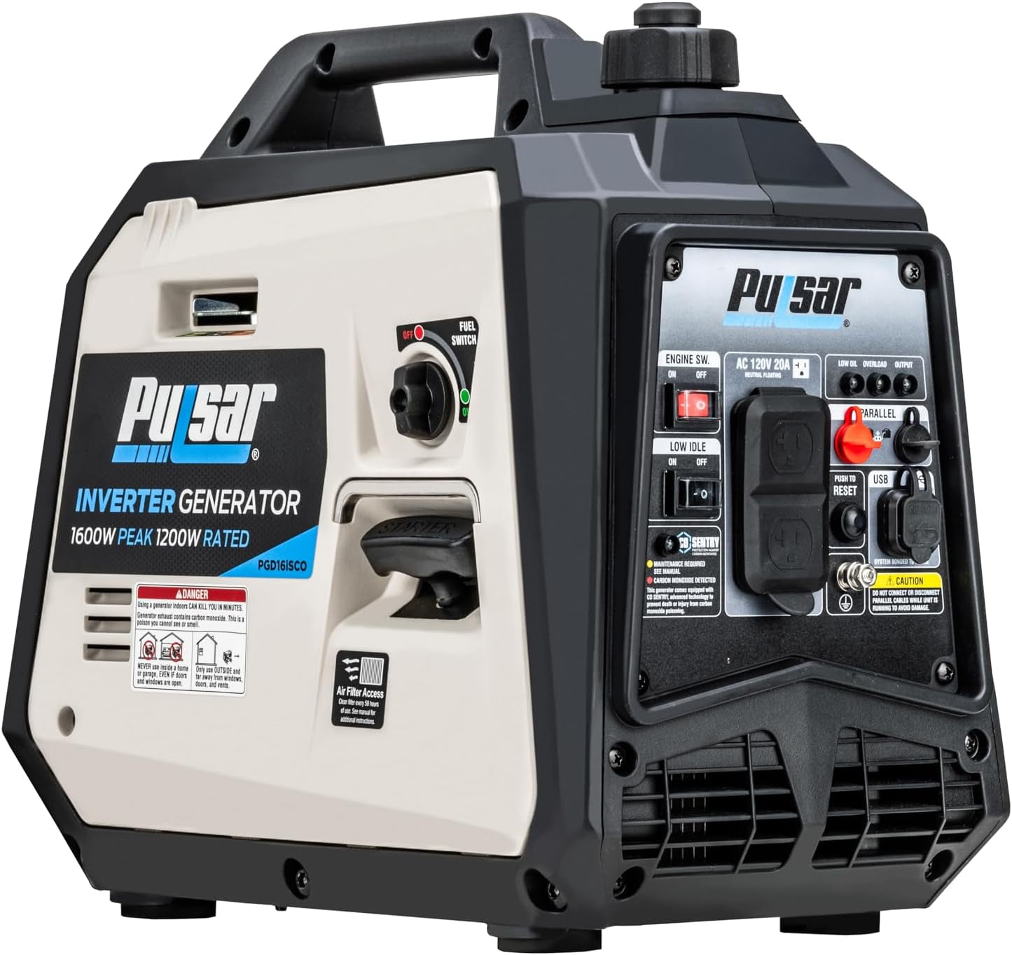 PGD16ISCO Ultra Light Quiet 1600W Portable Gas Inverter Generator, CARB Compliant