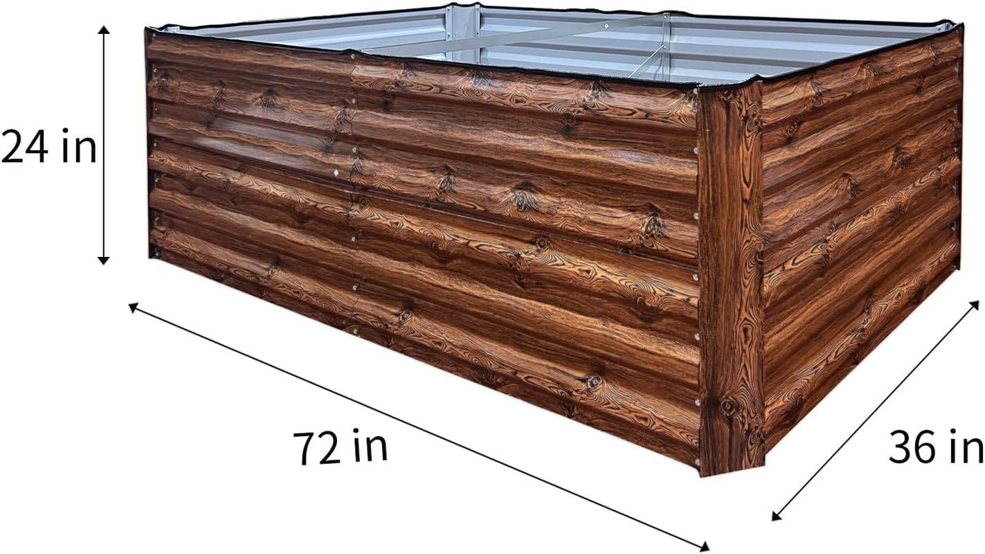 Metal Raised Garden Bed 6x3x2FT | Deep Planter Box for Vegetables, Herbs & Flowers  | 269 Gallon Capacity – Wood Grain Finish  | Outdoor Gardening Box