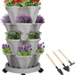 Vertical Planter 7 Tier Stackable Planters Garden Planters Strawberry Herb Flower and Vegetable Planter Indoor Outdoor Gardening Pots with Removable Wheels and Tools