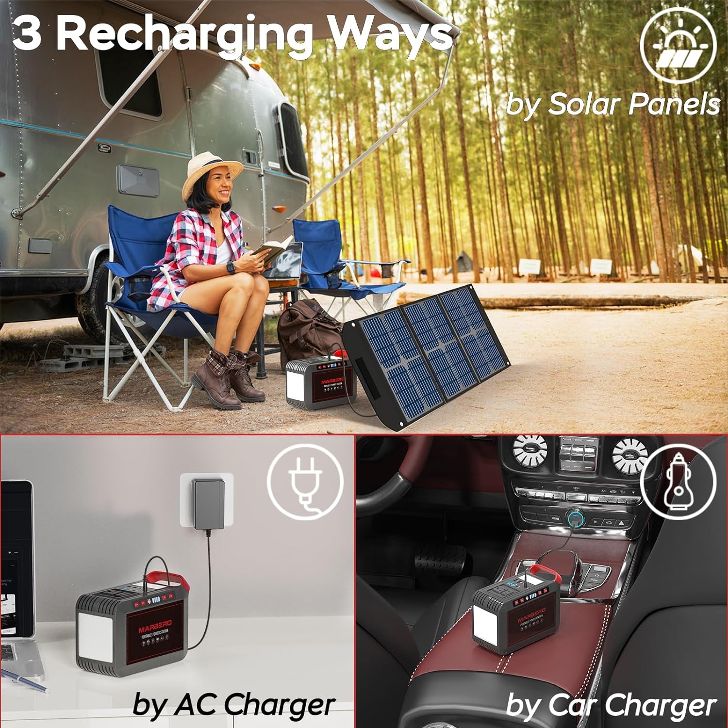 Solar Generator 375W Peak Portable Power Station with Solar Panel Included Camping Power Supply 237Wh with Foldable Solar Panel 60W for Outdoor RV Fishing Emergency