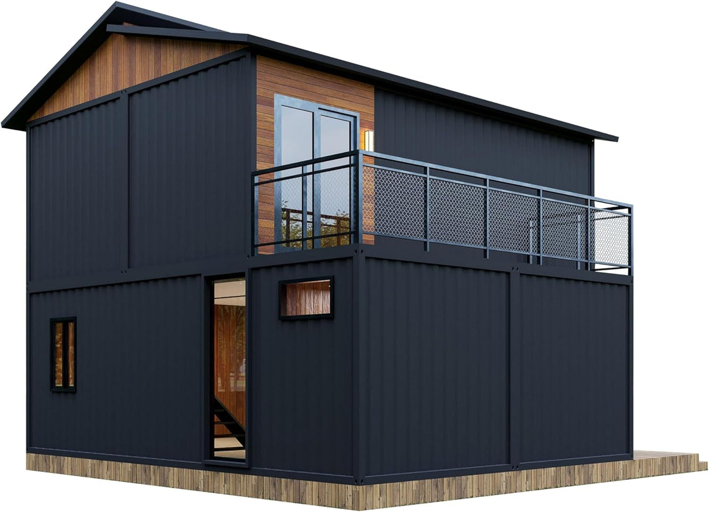 Barn Homes Double Story Flat Pack House with Bathroom and Kitchen, Foldable Tiny Home, 20ft & 40ft, Mobile House, Modular Homes, Container Homes, Tiny House to Live in, Cabin Prefab (20 FT).