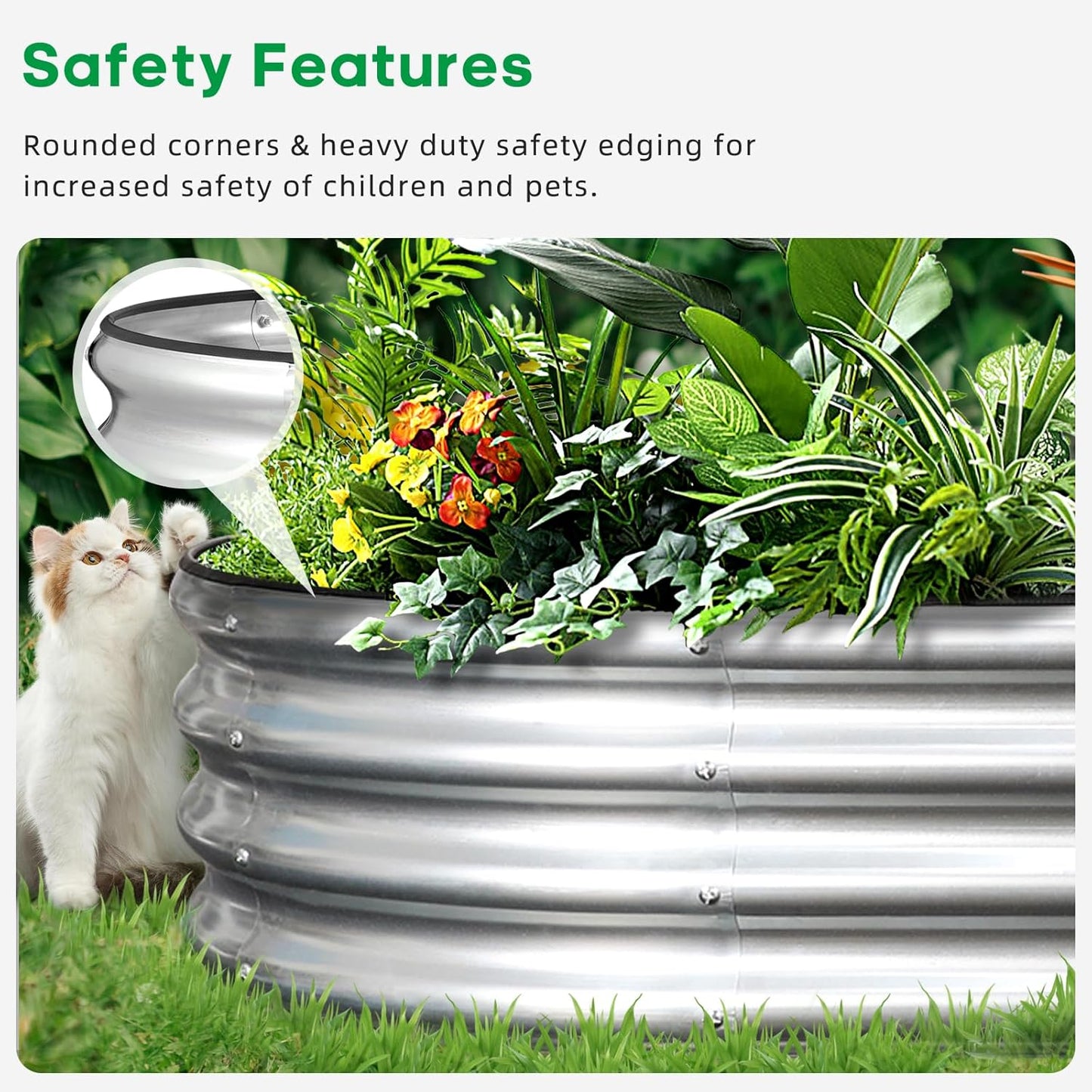 8×4×1ft Oval Raised Garden Bed,Galvanized Raised Garden Bed Kit Outdoor Metal Gardening Planter Box for Vegetable, Fruits, Flower，Herbs