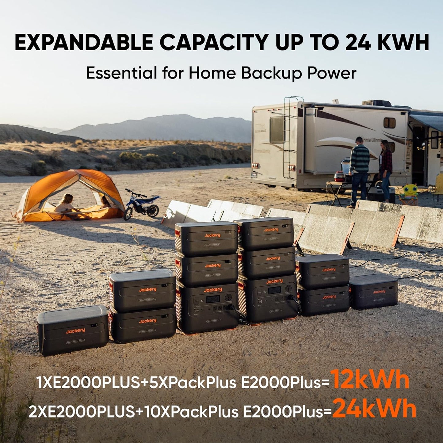 Solar Generator 2000 Plus 400W – 2042Wh LiFePO4 Battery, 3000W Output, Portable Power Station with 2X200W Solar Panels for RV Camping & Home Emergency