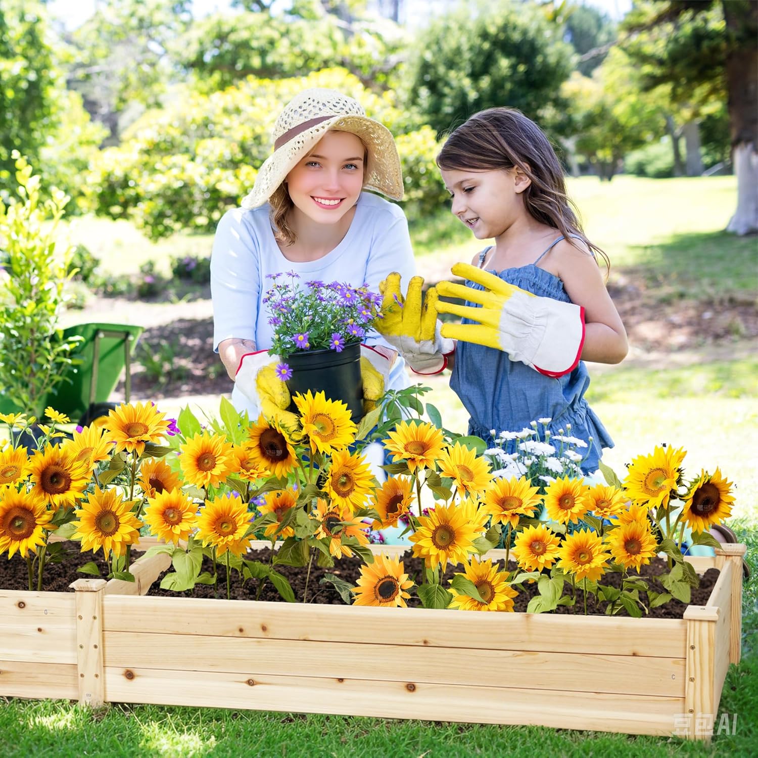 Outdoor 8FT Wooden Raised Garden Bed Planter Box Kit for Vegetables, Fruits, and Herbs – Perfect for Patio or Yard Gardening