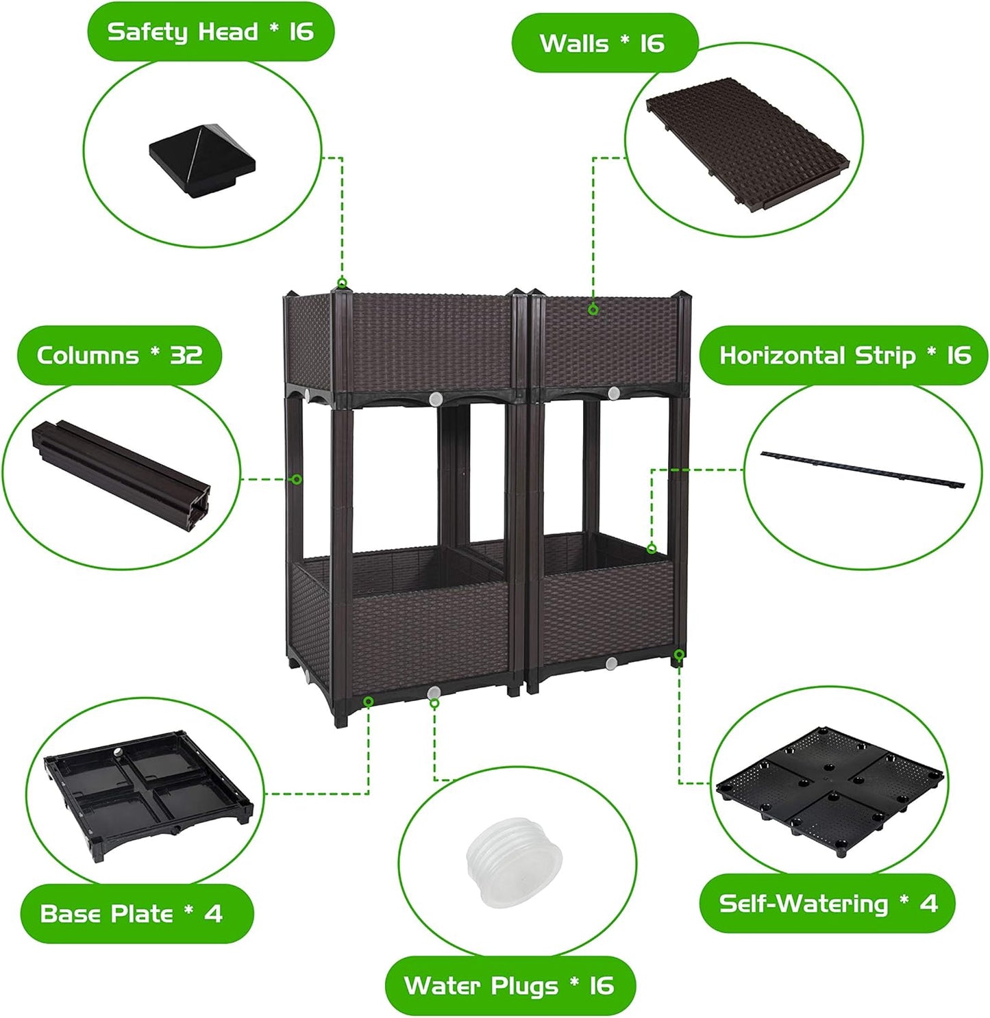 Elevated Raised Garden Bed Planter with Drainage Plug – Perfect for Vegetables, Flowers, and Herbs – Outdoor Standing Garden Box Kit