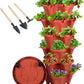 Vertical Planter 7 Tier Stackable Planters Garden Planters Strawberry Herb Flower and Vegetable Planter Indoor Outdoor Gardening Pots with Removable Wheels and Tools
