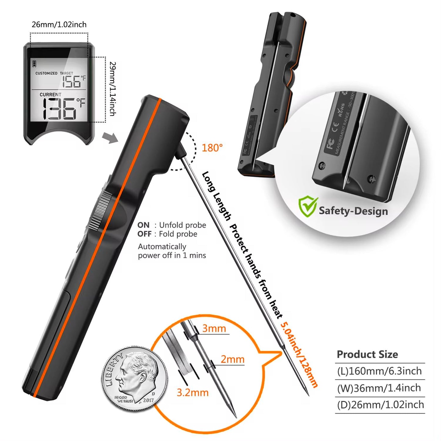 Smart Scroll Meat Thermometer with Instant Read