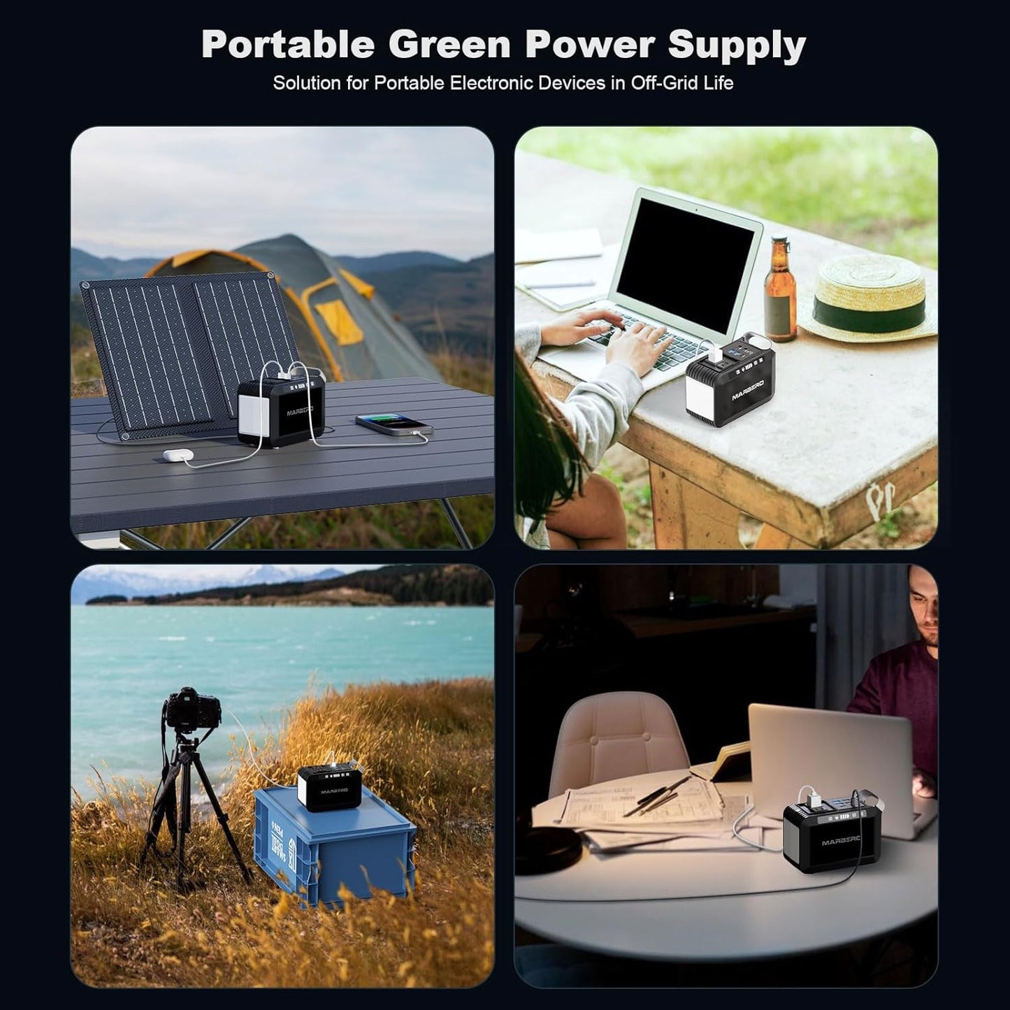 Camping Solar Generator 120W Peak, 88Wh Portable Power Station with 21W Foldable Solar Panel, AC/DC/USB QC3.0 Ports & LED Flashlight for Outdoor, Home, Camping, Fishing, Emergency Backup