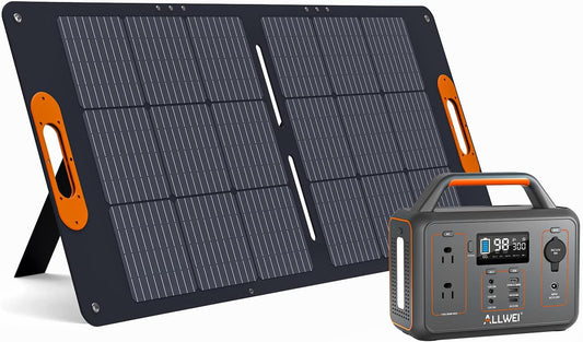 300W Portable Power Station with 1 * 100W Solar Panel Included, Solar Generator 280Wh, PD60W USB, DC AC Outlet, Home Battery Backup for Camping Outdoor RV Trip Hunting Blackout CPAP