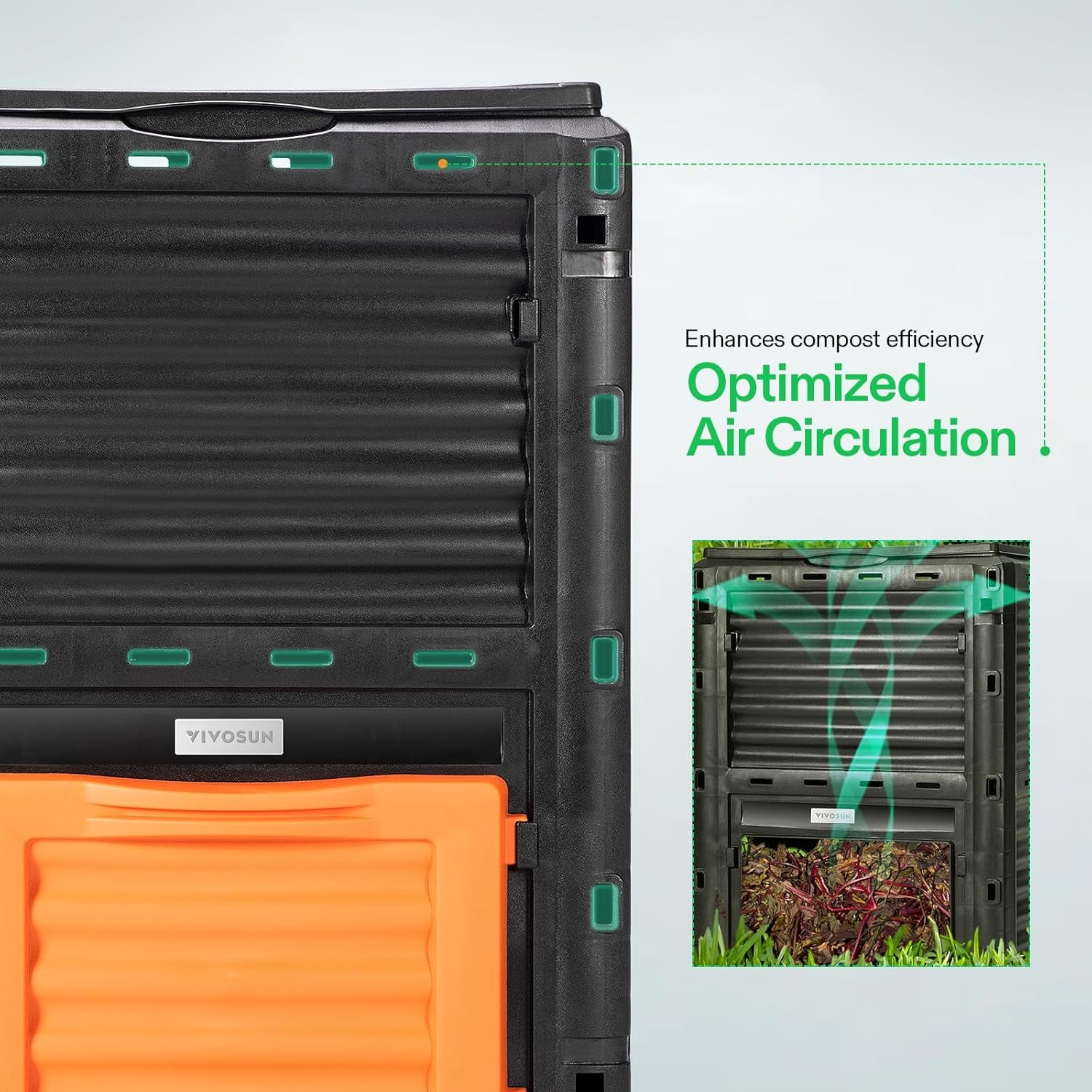 Compost Bin 80Gallon (300L), Outdoor Composter W/Large Capacity & Easy Assembling, Compost Barrel for Fast Creation of Fertile Soil