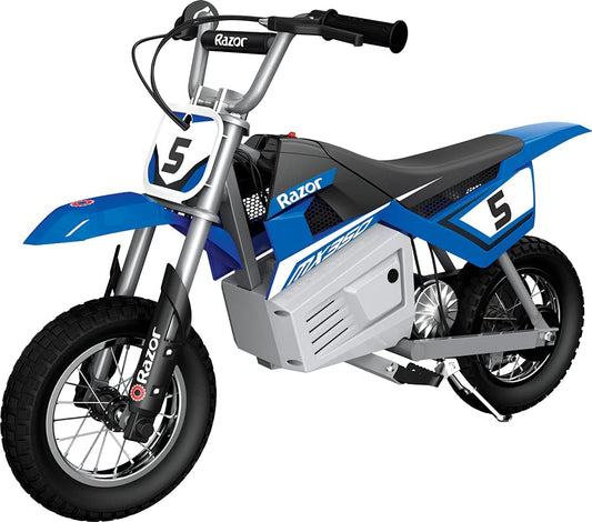 Electric Dirt Bike for Kids 13+, with 250W Motor and Rechargeable 24V Battery System, Pneumatic Tires, and Chain-Driven Motor, Blue