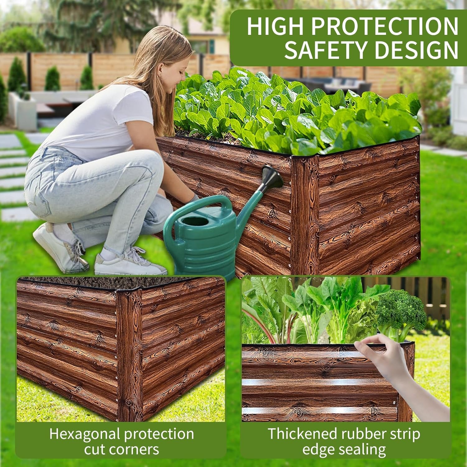  Metal Raised Garden Bed 6x3x2FT | Deep Planter Box for Vegetables, Herbs & Flowers  | 269 Gallon Capacity – Wood Grain Finish  | Outdoor Gardening Box